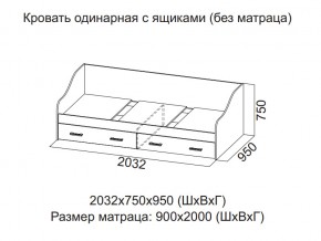 Кровать одинарная с ящиками (Без матраца 0,9*2,0) в Верхней Пышме - verhnyaya-pyshma.magazin-mebel74.ru | фото